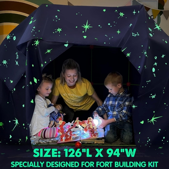 Tiny Land Glow In The Dark Space Fort Tent 9.4" X 12.6" - Picture 4 of 9